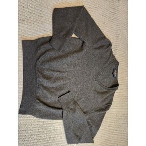 Brooks Brothers Saxon Wool V-Neck Sweater Charcoal Gray Heather Womens Medium
